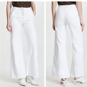 Mother White Tie Up Roller Prep Weekender Boho Wide-Leg Jeans Size 25